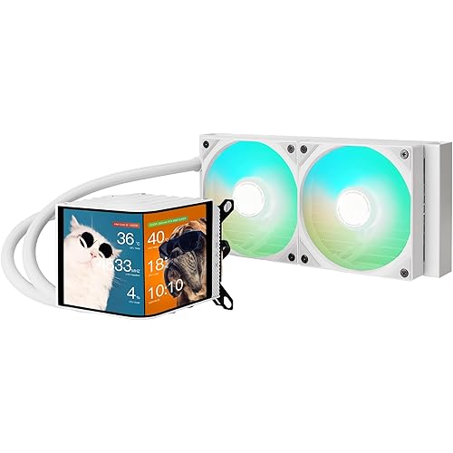 TRYX Panorama 240 ARGB White 240mm AIO 6.67'' AMOLED L-Shaped Screen 3D Anamorphic Effect Display Customizable AIO Cooler 240mm Asetek 8th Gen 280w TDP ARGB Fan Intel LGA 1700/1200/115X AMD AM5/AM4