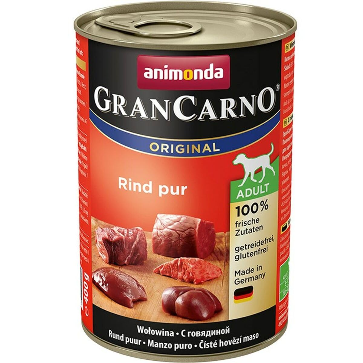 Animonda Gran Carno hondenvoer, nat voer voor volwassen honden, rund wild, 6 x 400 g