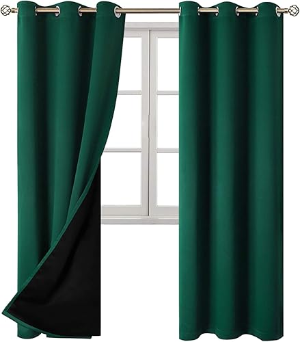 Miniatura 8 de BGment - Cortinas con aislamiento térmico para habitación, 100 % opacas, con forro negro, cortina de doble capa con ojales, reduce el ruido (42 x 84