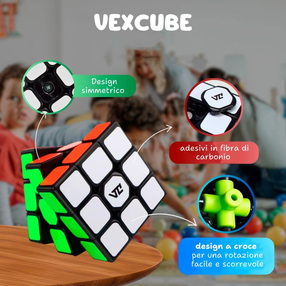 Cubo magico 3x3 velocità, puzzle ad alta resistenza, velocità cubo, puzzle educativo per bambini e adulti, tensione regolabile, adesivi in fibra di carbonio, 5,5 cm