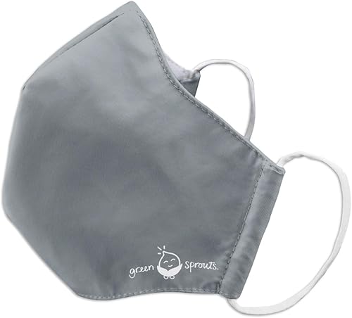 Cubrebocas reutilizable de Green Sprouts., Máscara facial reutilizable., adulto M, Gris