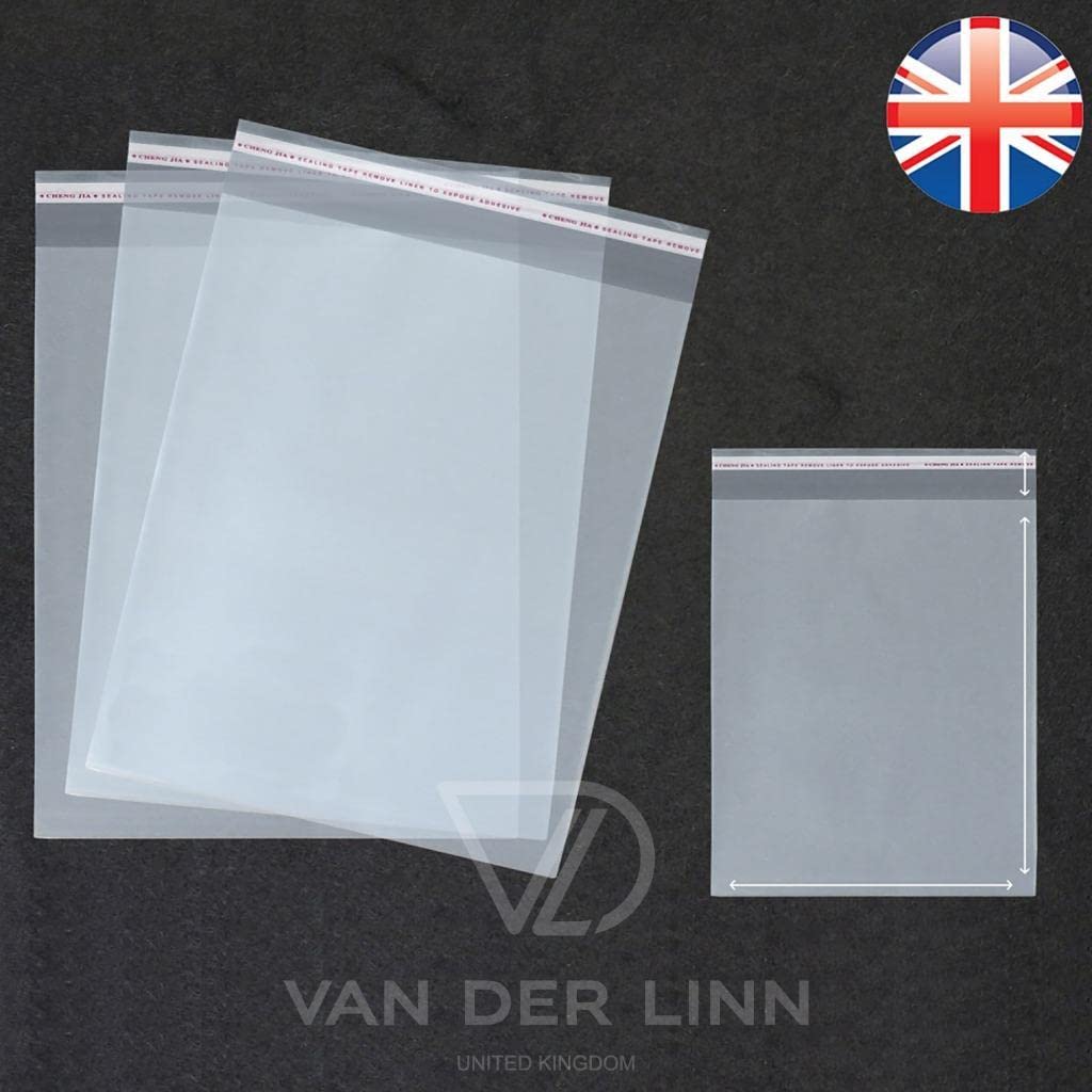 Clear Cello Bags 200 Pack A3 – Resealable Self-Seal Plastic Sleeves 34x48cm For Storage & Display ZEEB Packaging Bags - Foto 10