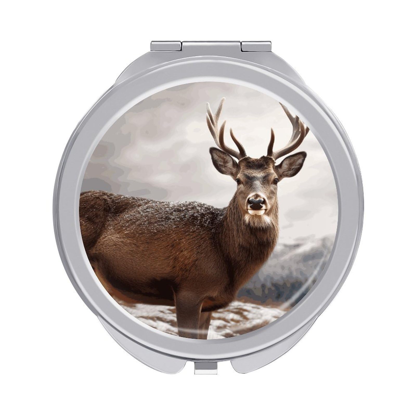VstaDank Wild Animals Deer Compact Mirror for Purses Round Fashion Travel Makeup Mirror 2X /1x Magnifying Double Sides Mini Mirrors Portable Pocket Mirrors for Handbag Purse Women Gift