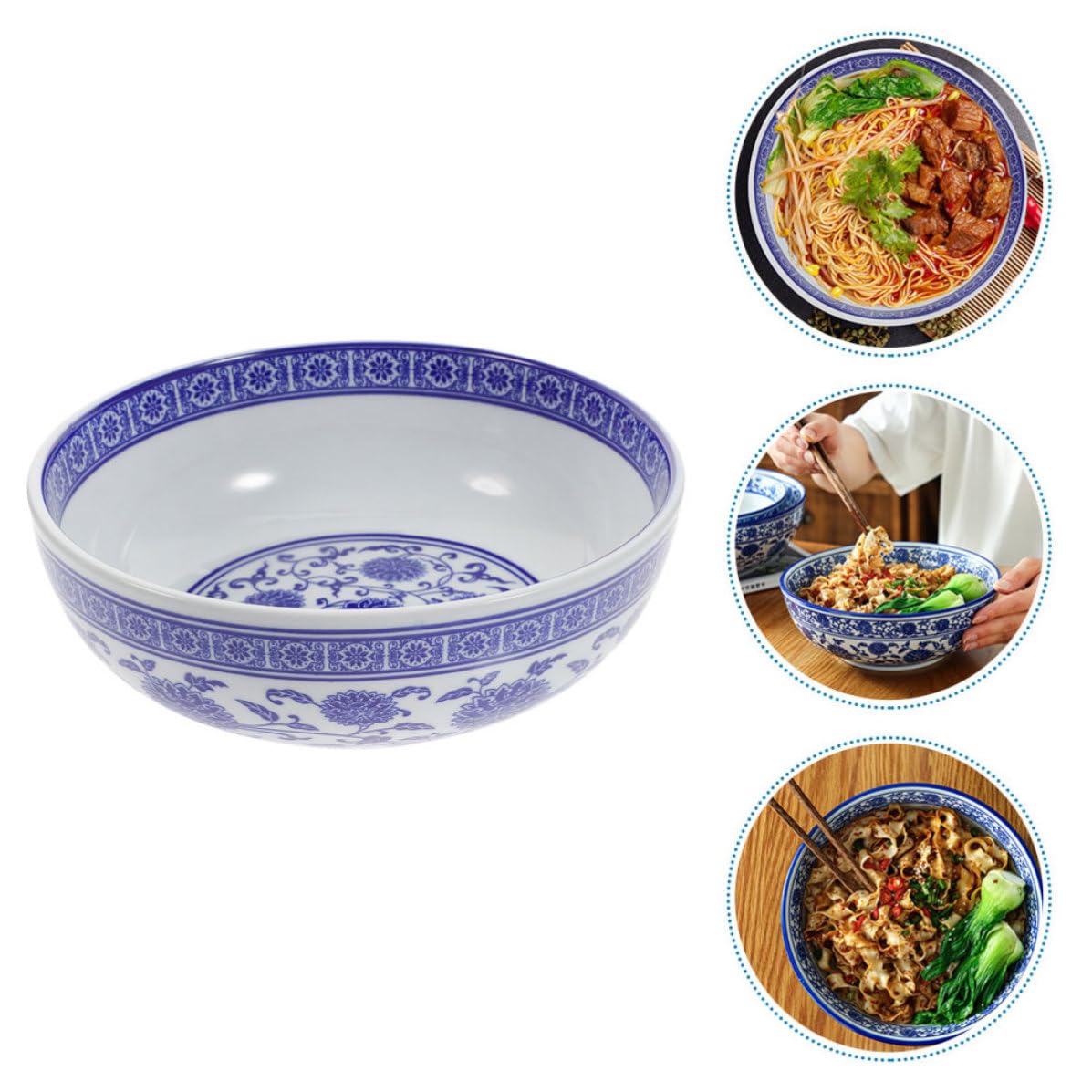 Tazón de Ramen de Cerámica Azul Superficie Lisa y Fácil Limpieza, Cuenco para Sopa Adecuado para Accesorios de Cocina y Uso Diario Hogar