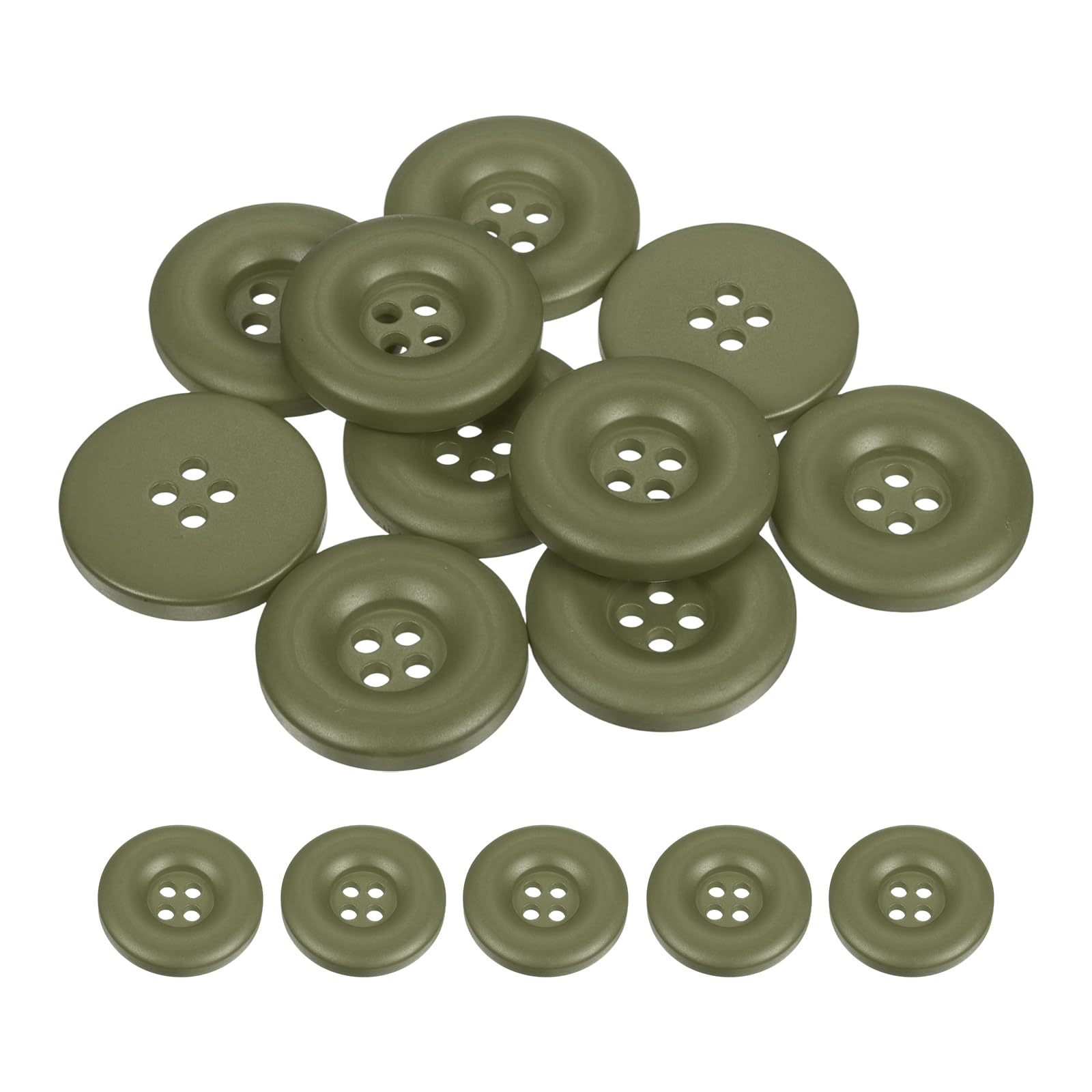 sourcing map 10pcs Sewing Button 25mm (1 Inch) 4 Holes Resin Thickened Round Crafting Replacement Buttons for Clothing DIY Crafts Decoration, Green