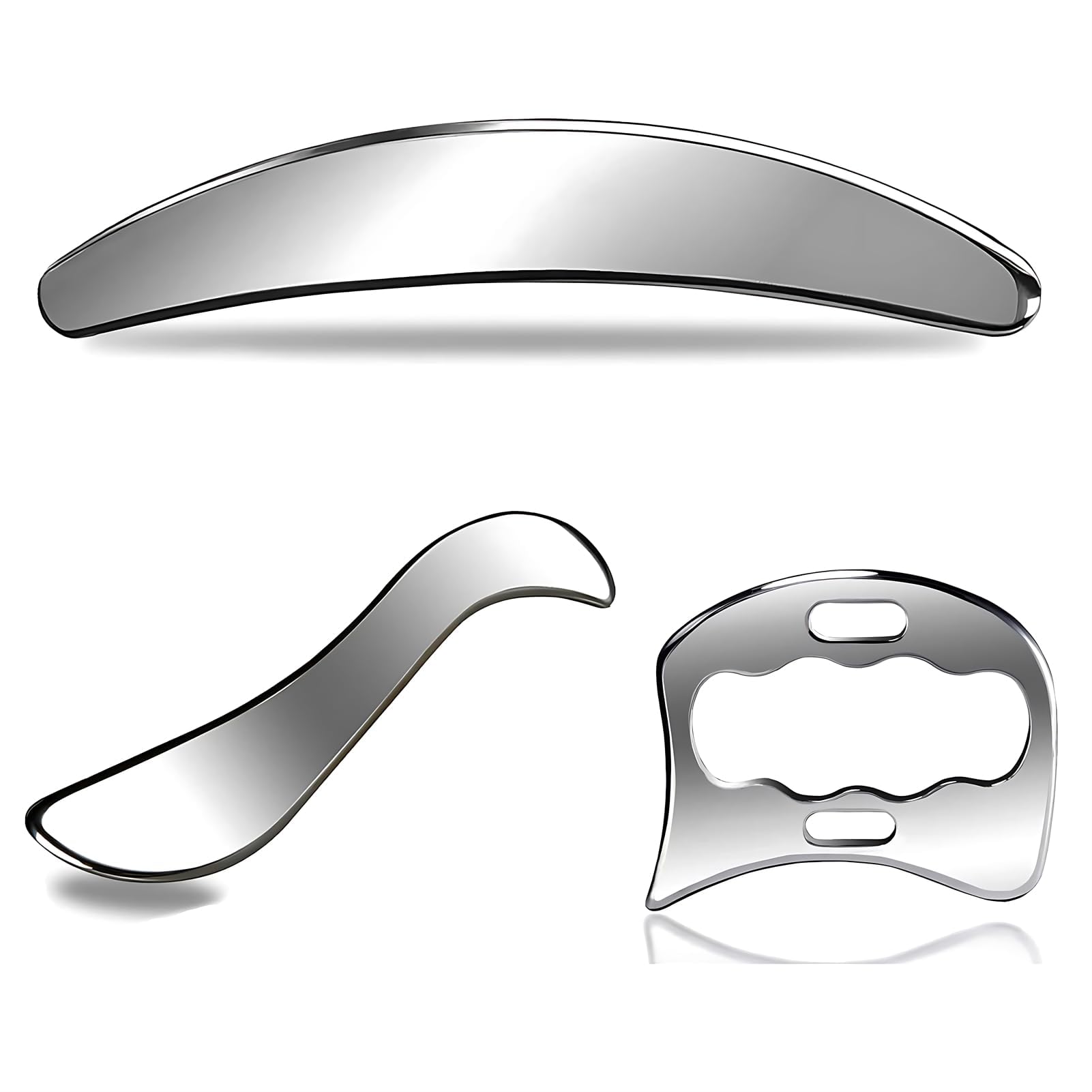3-in-1 Stainless Steel Gua Sha Muscle Scraper Tool for Back, Legs, Arms, Neck, Shoulders – Myofascial Scraping Massage Tool for Soft Tissue Relief