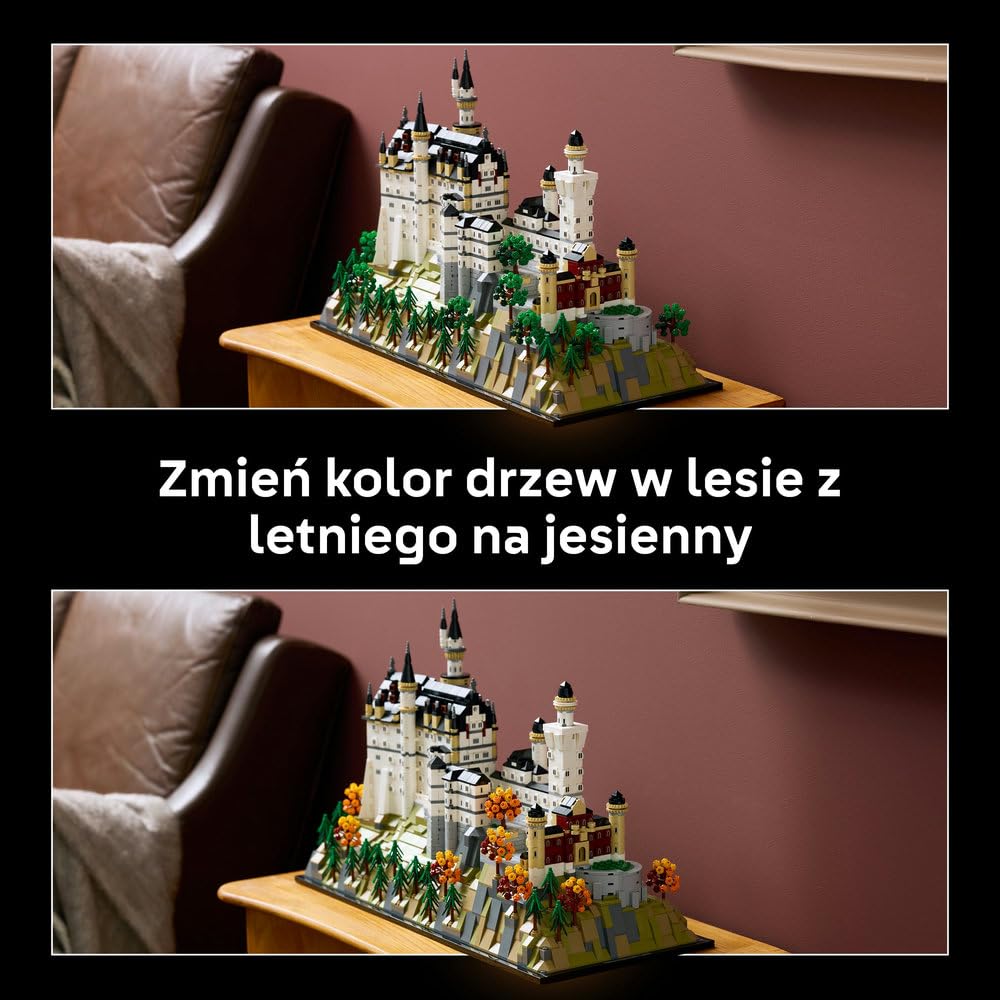 LEGO Architecture Zamek Neuschwanstein 21063 | Model architektoniczny, dekoracja do domu, prezent dla fana architektury, duży zestaw klocków konstrukcyjnych, 3455 elementów