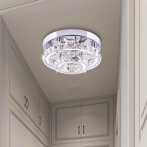 Miniatura 9 de CXGLEAMING Lámpara de techo LED moderna de montaje empotrado, lámpara de techo de 3 colores, lámpara de techo K9, lámpara de techo redonda pequeña,