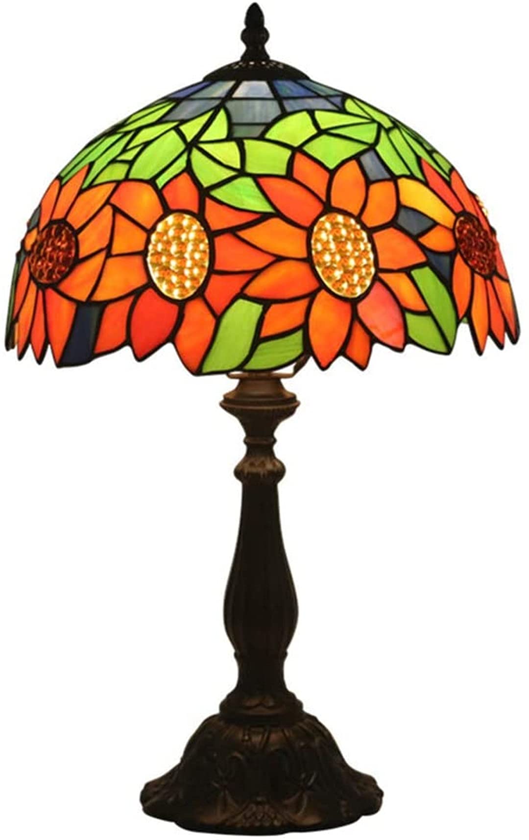 Lampe de table style Tiffany vintage luminaire vitrail tournesol décoration salon et chambre