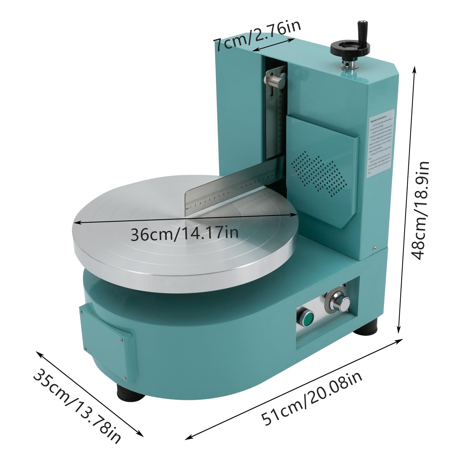 Cake Decorating Coating Machine, 110V Cream Smooth Coating Decoration Machine with Adjustable Cake Scraper, Rotating Adjustable Speed Turntable for Bakeries Dessert Stores for 4-12inch Cakes, Blue