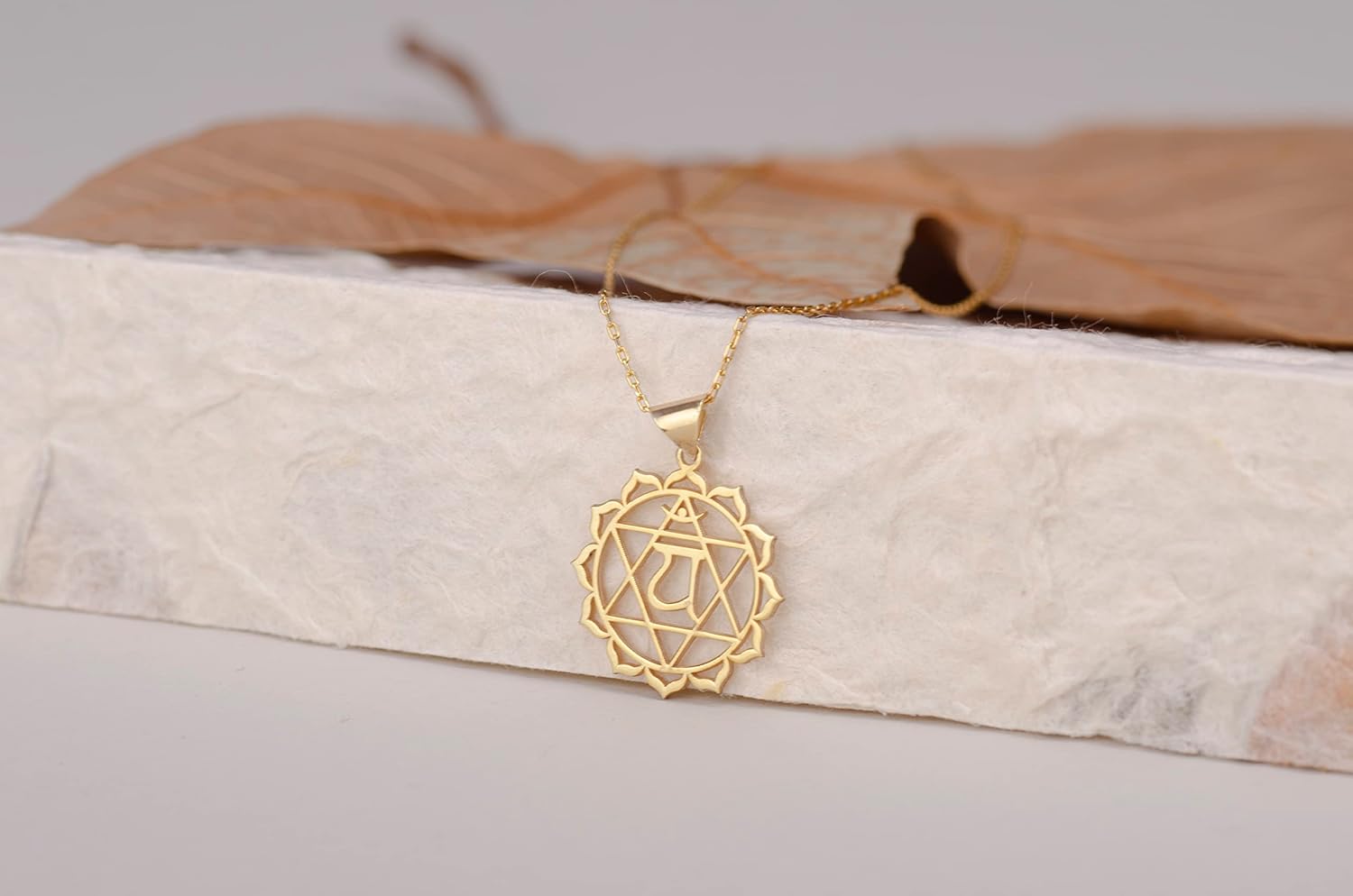 Gold Heart Chakra Necklace - Anahata Necklace - Yoga Jewelry - Chakra Jewelry - 925 Sterling Silver Heart Chakra Symbol Necklace - Yoga Healing Jewelry