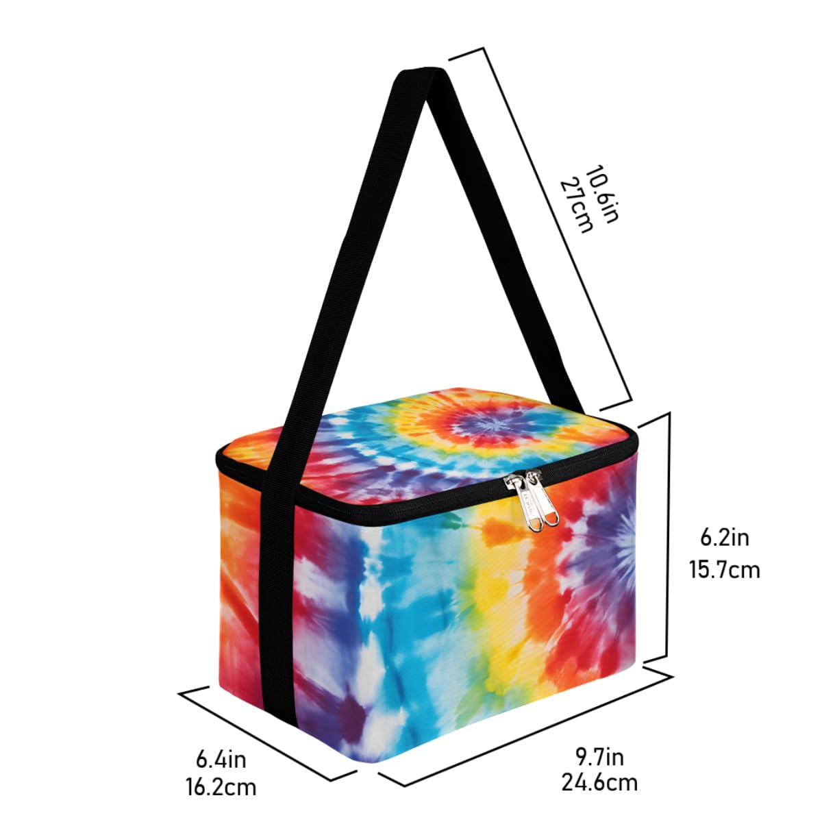 GzLeyigou Lunch Bags for Women Men 9 Cans,Colorful Tie Dye Hot & Cold Food Delivery Bag Insulated Grocery Bag Insulated Lunch Box Abstract Swirl Cooler Bag for Office Work Picnic Beach