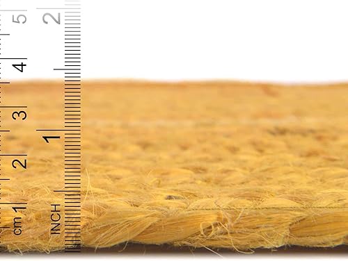 Miniatura 4 de Unique Loom Alfombra trenzada de la colección de yute - Dhaka (5' 1" redonda, amarillo)