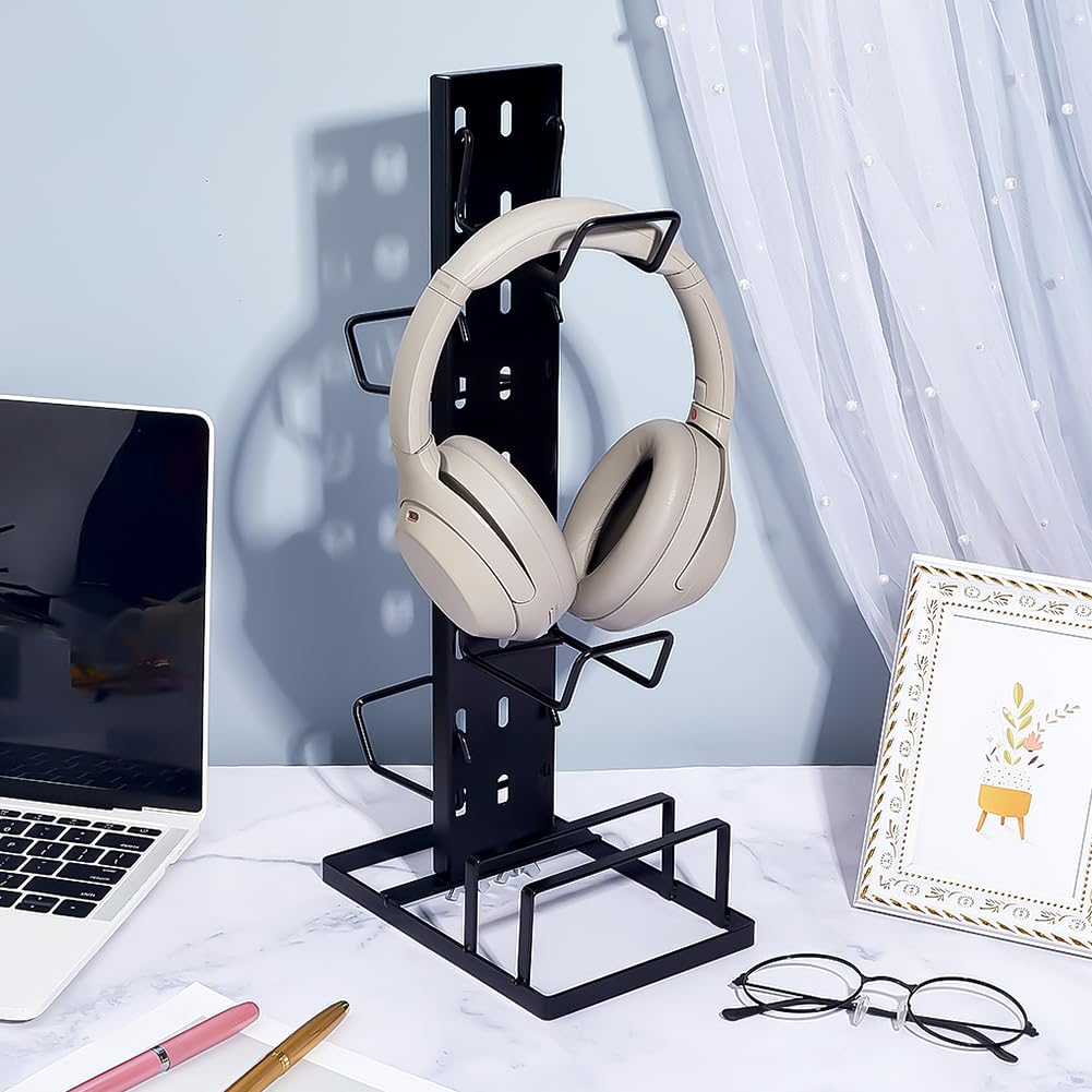 PH PandaHall Supporto per Cuffie e Controller da Gioco per Scrivania Accessorio per Setup Gaming in Acciaio al Carbonio Nero per Decorazione Stanza da Gioco