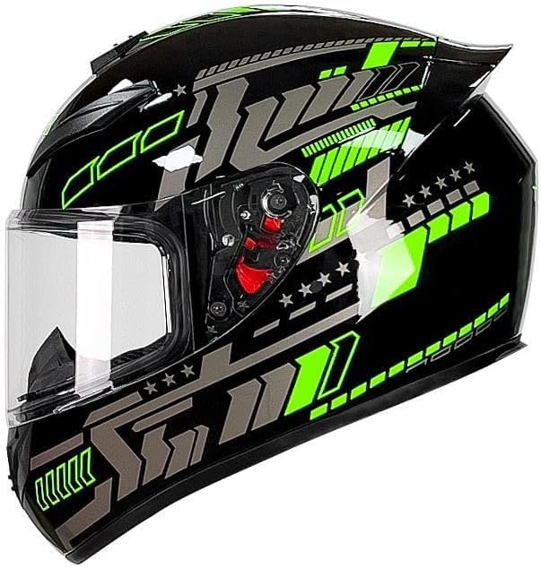 Casco mecánico verde de cara completa Casco mecánico aprobado por DOT Moto Ciclomotor Street Bike Riding Motocross Racing Motobike Casco de