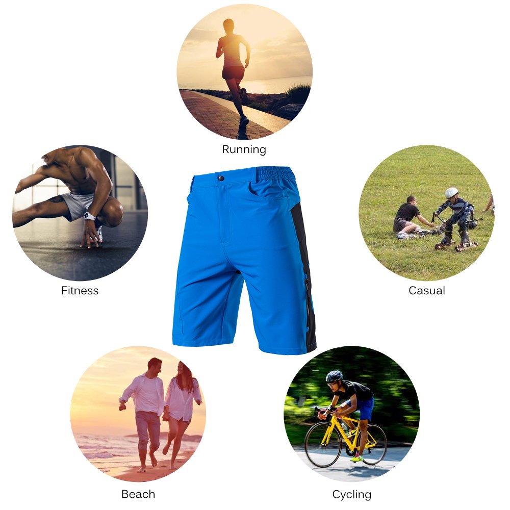 TOMSHOO Short de VTT pour Homme avec Rembourrage 3D et 4 Poches pour Sports de Plein air et Cyclisme