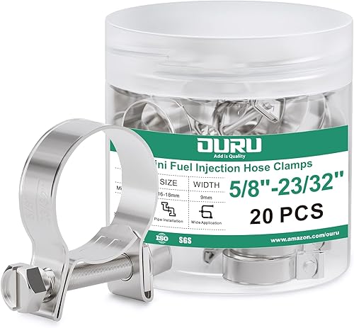 Miniatura 8 de Abrazadera de línea de combustible de acero inoxidable 304, 20 piezas ajustables de 19/32"-11/16" de diámetro (15-17mm), mini abrazaderas
