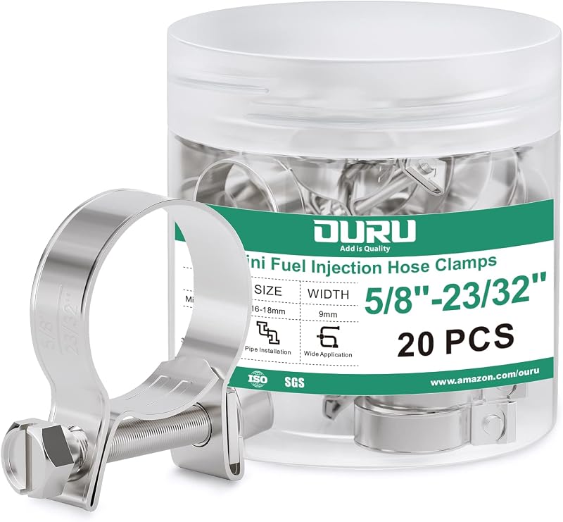 Abraçadeira para Mangueira de Combustível OURU Ajustável 16–18 mm – Pacote com 20 unidades