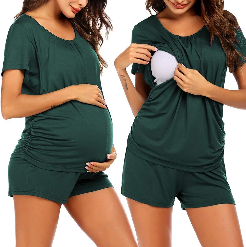Womens Nursing Pajamas Maternity Breastfeeding Pjs Sleepwear Layer Soft Postpartum Lounge Set Pregnancy Clothes