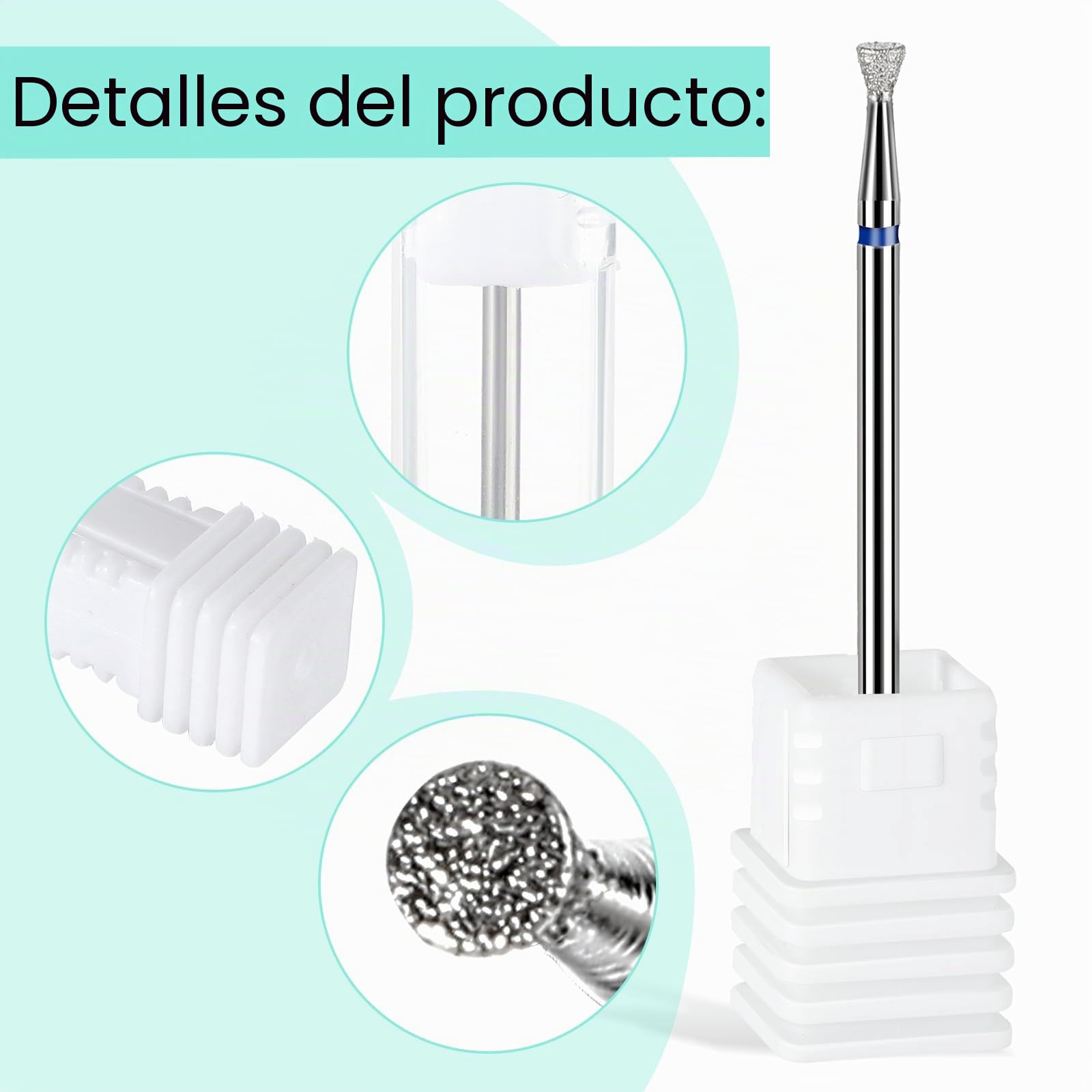 Andibro - Puntera para lijadora de uñas, puntas de uñas, profesionales, planas, puntas de uñas, eliminación rápida de cutículas, acrílico, gel duro, bola cónica, redonda, para manicura pedicura