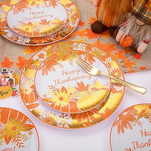 WELLIFE-150Pcs-Thanksgiving-Plastic-Plates-Thanksgiving-Dinnerware-Sets-with-Maple-Leaf-Design-Includes-30-Dinner-Plates-30-Salad-Plates-30Knives-30Forks-30Spoons WELLIFE 150Pcs Thanksgiving Plastic Plates Thanksgiving Dinnerware Sets with Maple Leaf Design Includes 30 Dinner Plates 30 Salad Plates 30Knives 30Forks 30Spoons