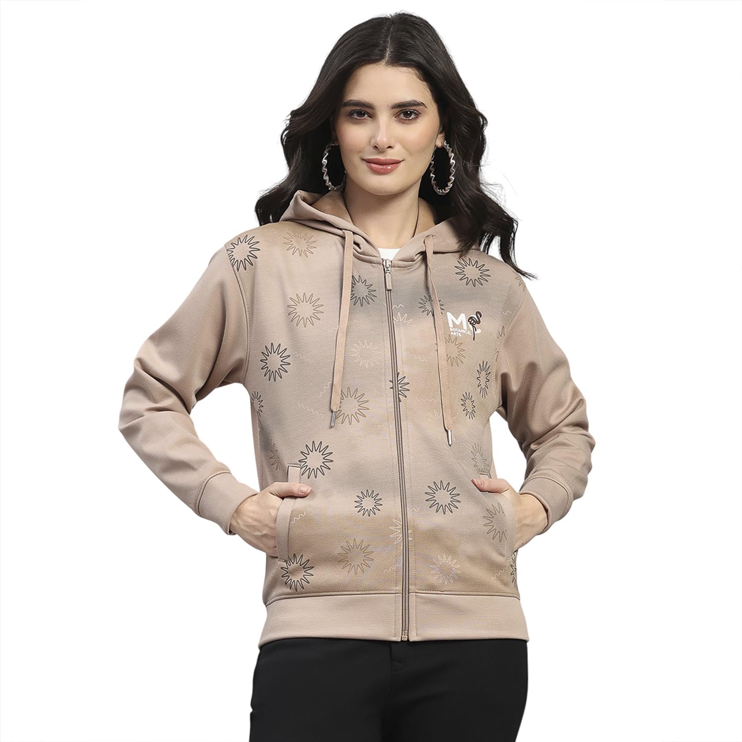 Women's Regular Fit Printed Hooded Zipper Full Sleeve Winter Sweatshirt | Warm Pullover for Ladies | Comfortable Casual Winter Wear for Women's (Pack of 1)