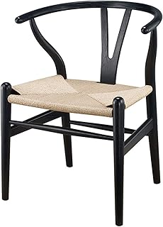 Sedia da Pranzo Y Sedia in Legno massello di Rovere Sala da Pranzo mobili per la Sedia da Pranzo di Lusso Poltrona Adatto per Sale Ristorante (Colore : Black Finish Beige, Size : 75x50x54cm)