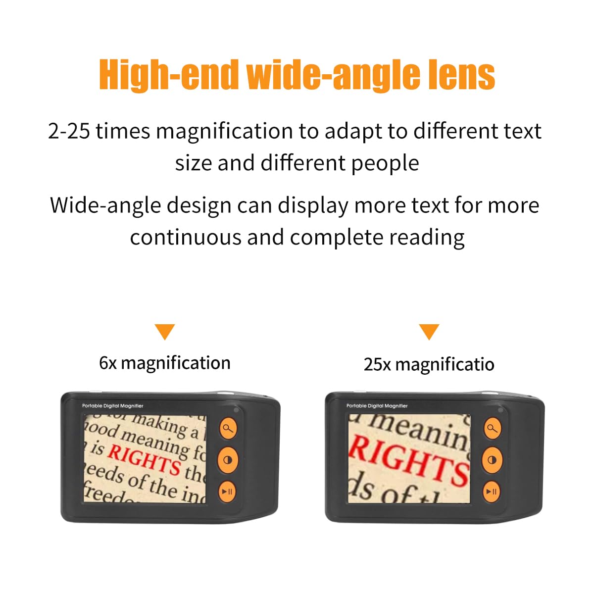 Septpenta Lupa Digital Portátil, 8 Modos de Color Lector Electrónico con Zoom 2X-25X, Lupa Digital de Video con Salida AV con Soporte de Congelación de Imagen, para Baja Visión(Negro)