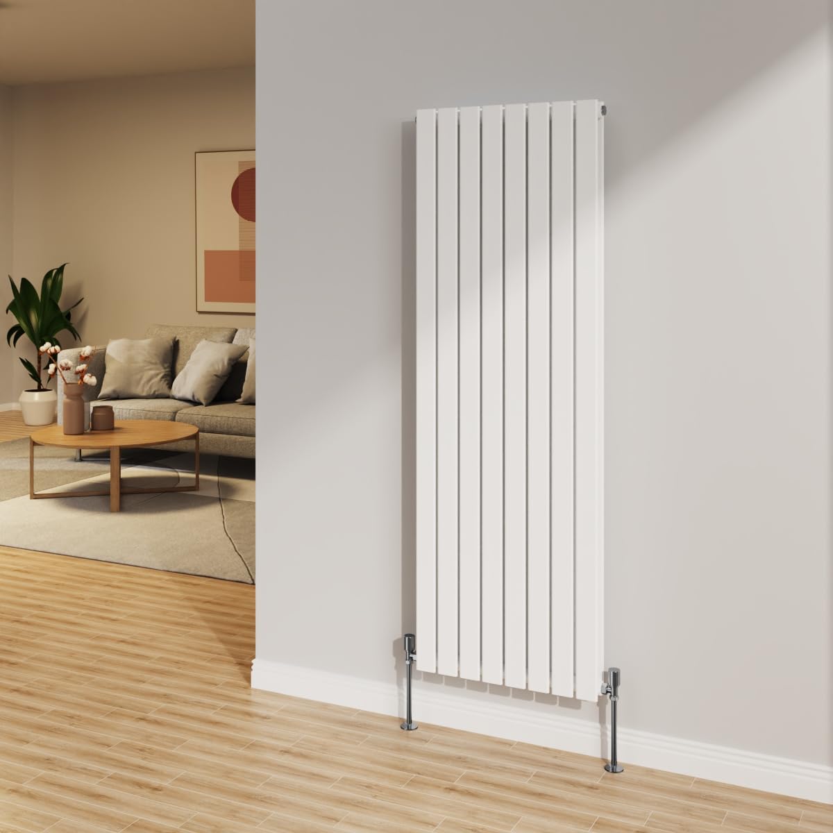 NRG 1600x544mm Gloss White Radiator Vertical Flat Panel Bathroom Designer Double Rad Central Heating