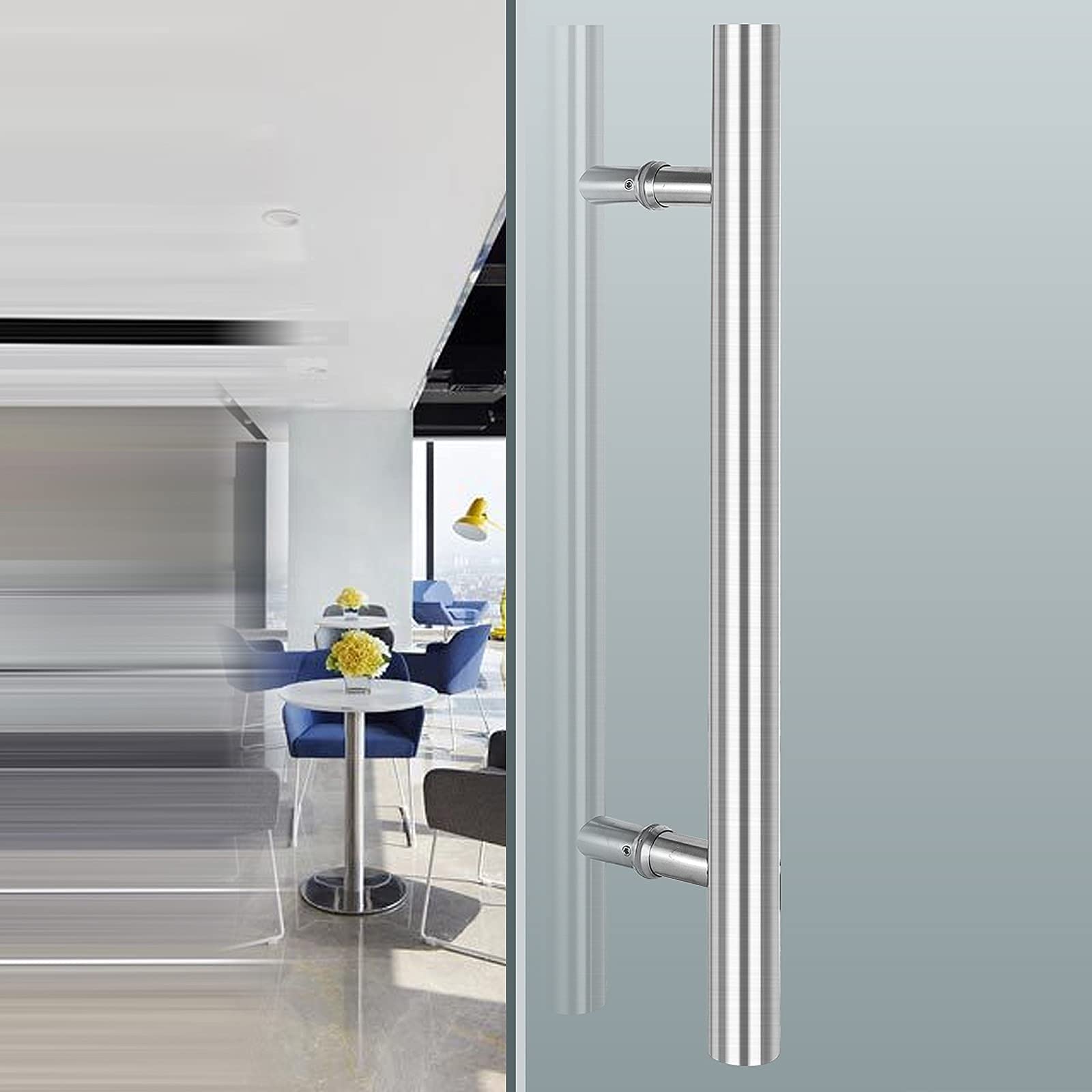 Manilla de Acero Inoxidable para Puerta, Manilla Comercial en Forma de H para Empujar y Tirar, para Puertas de Vidrio y Madera, Manilla Moderna para Puerta de Entrada, co