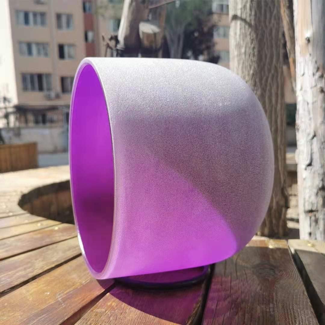 Hye-eun Campana tibetana de cristal violeta de 8 pulgadas B Nota Chakra Corona Sanación con sonido con bolsa para transporte instrumentos de percusión cuenco de sonido para yoga