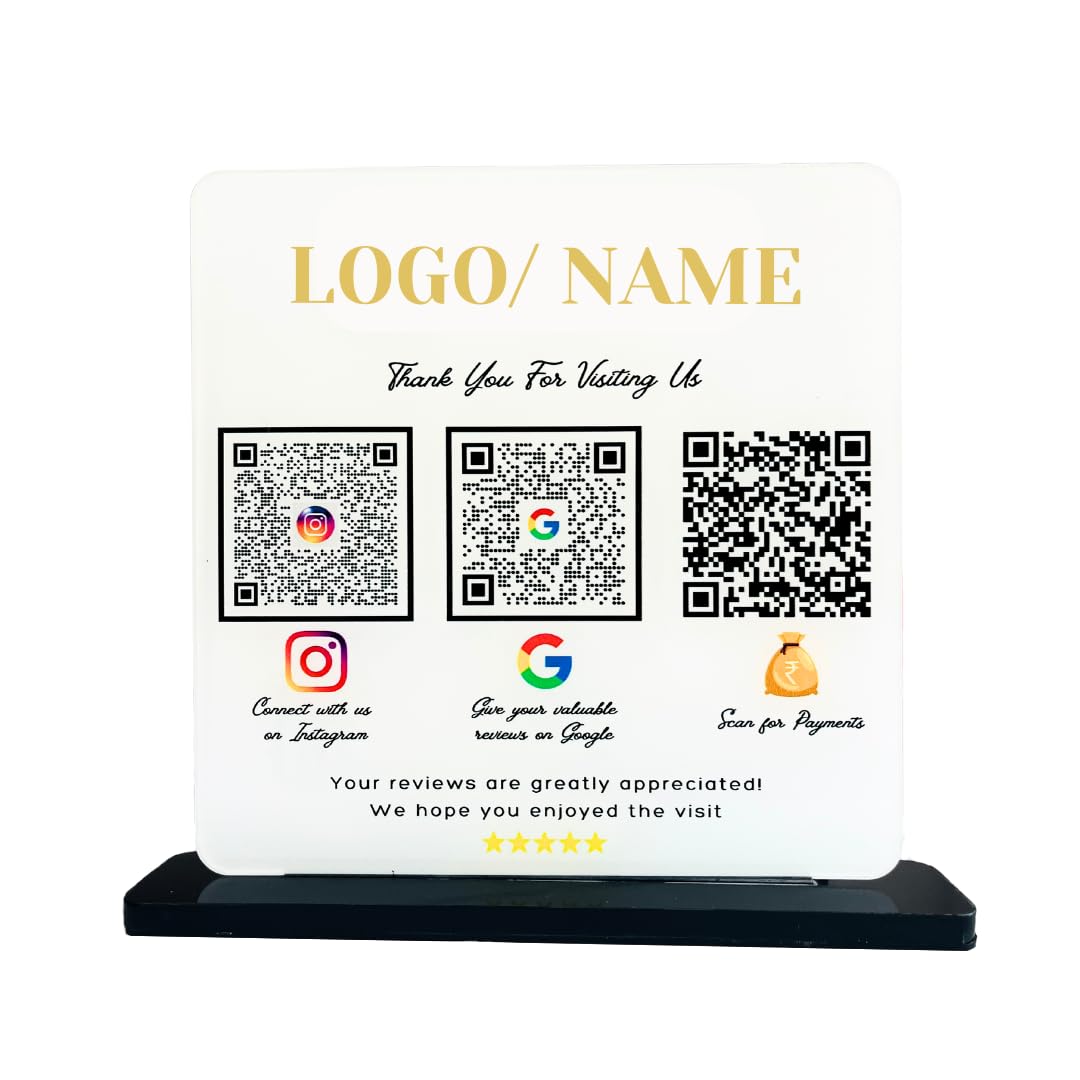 Multi-NFC Enabled QR Codes Display Stand for Getting Reviews and