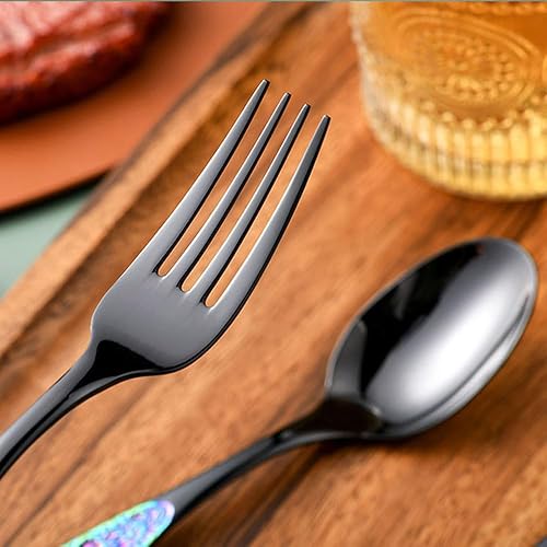 Miniatura 3 de Juego de cubiertos negros de 60 piezas, juego de cubiertos de acero inoxidable para 12 tenedores, cucharas y cuchillos, juego de vajilla para el
