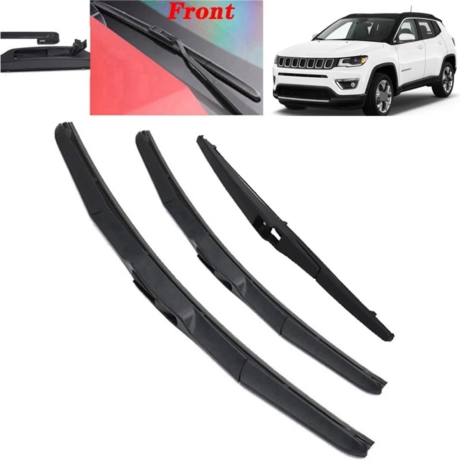 Escobilla Limpiaparabrisas Escobilla Limpiaparabrisas Delantera Y Trasera Para Jeep Para Compass MK2 2016-2023