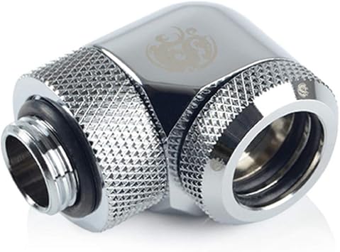 Bitspower G1/4" to Enhance Multi-Link Adapter Fitting for 14mm OD Rigid Tubing, 90 Degree Rotary, Silver Shining