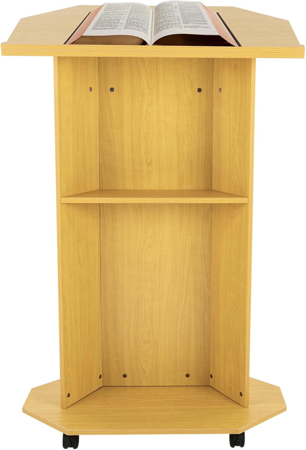 Podium Stand Mobile Lectern Podium with Storage Shelf