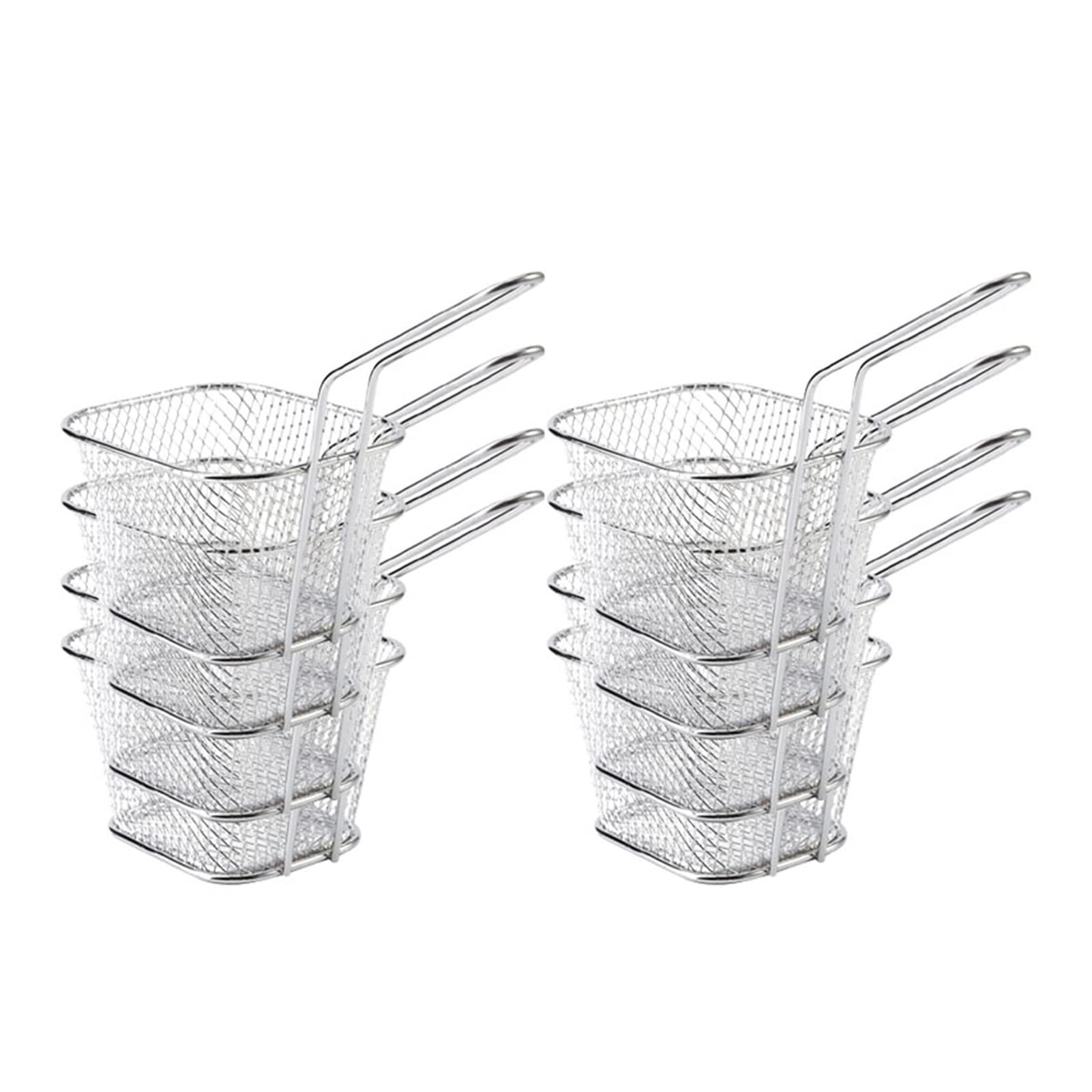 Set di 8 cestelli per friggere in Acciaio Inox - Scolapasta per Pollo Fritto, Patatine Fritte, Patatine in Busta e Altro Ancora - Utensili e Accessori da Cucina per Snack croccanti Perfetti