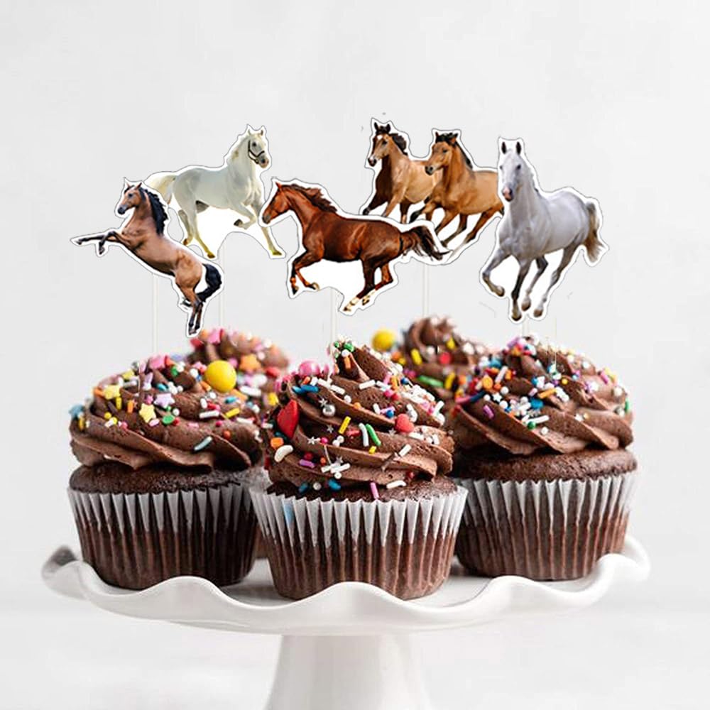 Bymivofun 32 Pièces Décorations De Cupcake Cheval, Décorations De