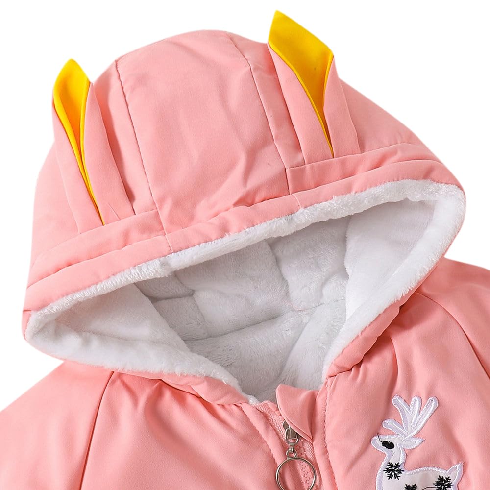 Hopscotch Girls Polyester Mini Length Long Coats in Pink Color For Ages 2-3 Years 1