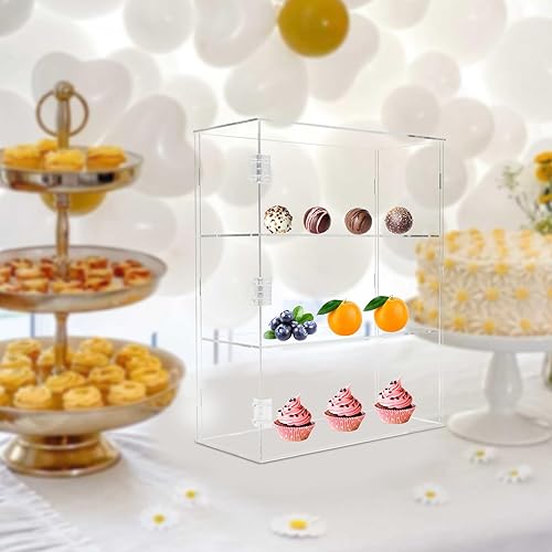 Miniatura 9 de Caja de exhibición de pastelería para panadería, vitrina de dona, estante de exhibición de pasteles, cupcakes, exhibición al por menor (tipo B 14