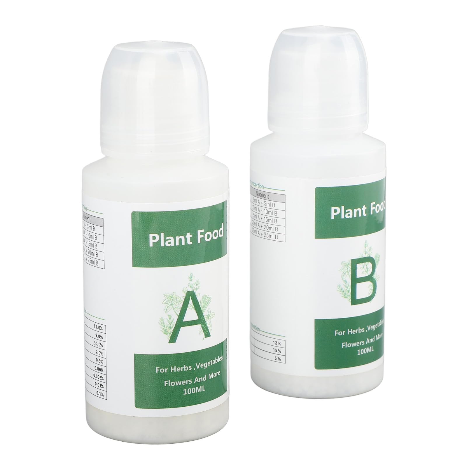 Zerodis Juego de 3 Alimentos para Plantas Hidropónicas, A&B, Alimento para Plantas de Interior para Hidropónico y Plantas de Interior en Macetas, Kit de Vainas de Semillas, Alimentos