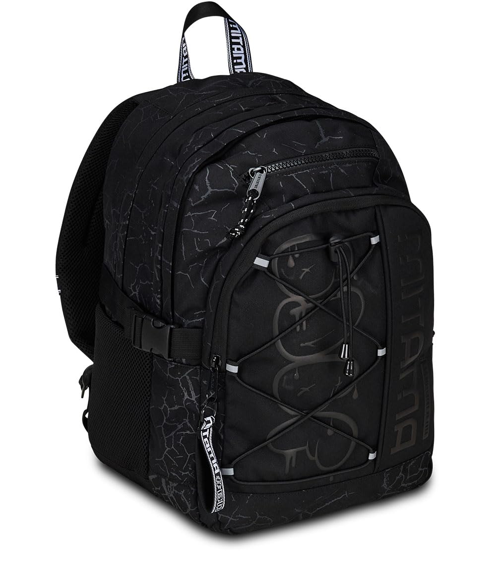 Mitama Zaino Triplo Scomparto Black Cracks con Tasca porta PC, Nero, Scuola Elementare e Tempo Libero, Bambina Ragazza