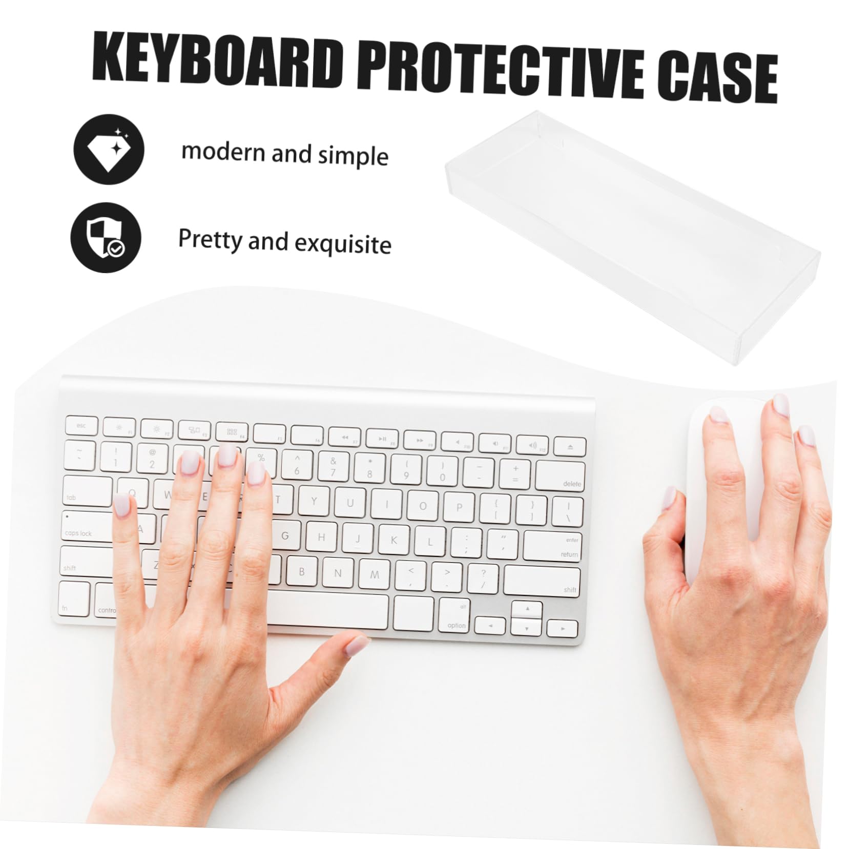 NUOBESTY Acrylic Keyboard Cover Accessory for Standard Keyboards Durable Transparent Removable Washable Design