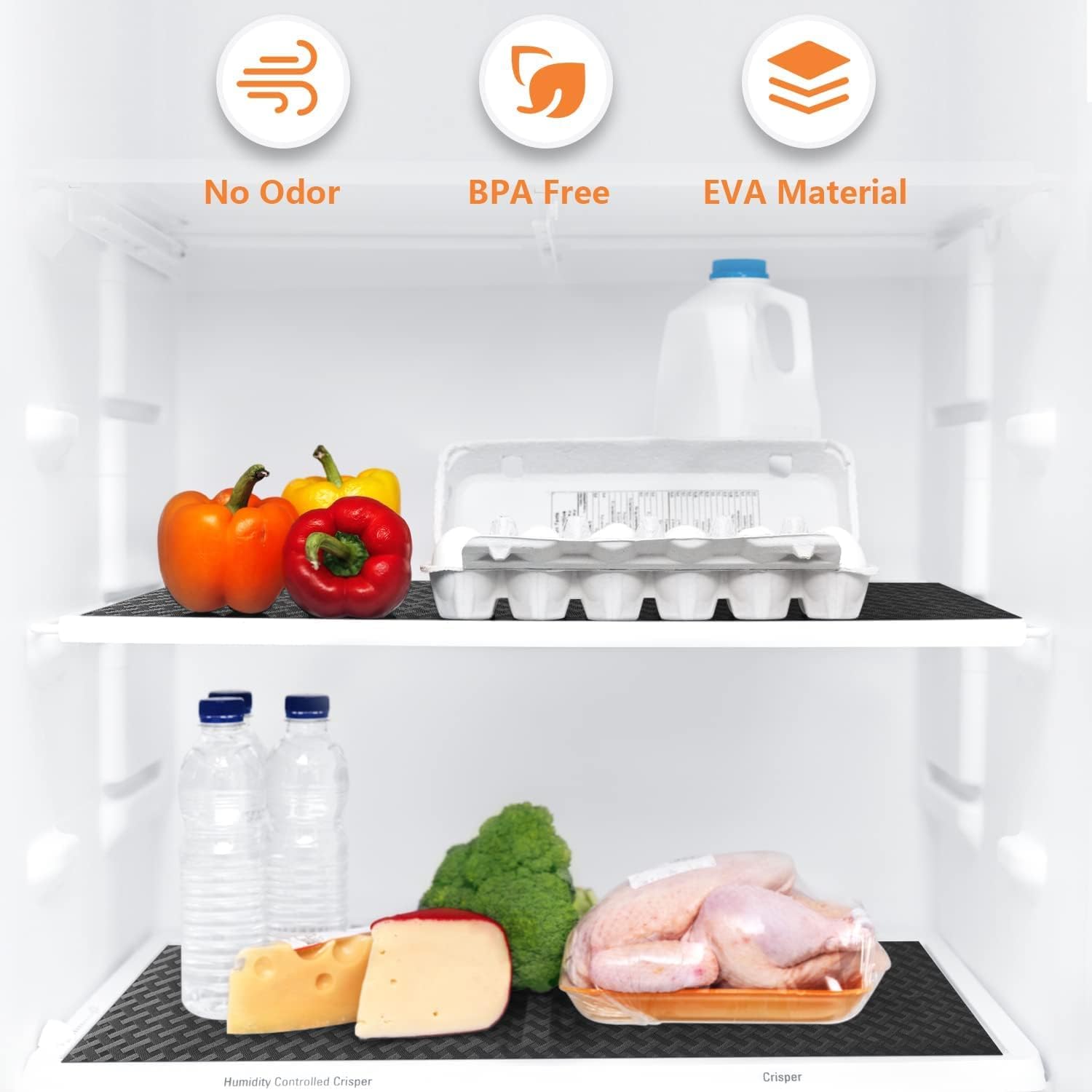 KayJen (45 cmX3 m) Black Food Grade EVA Anti Slip MatSheet for Fridge, Kitchen, Drawer, Shelf Liner, Table (Check Design, Black)