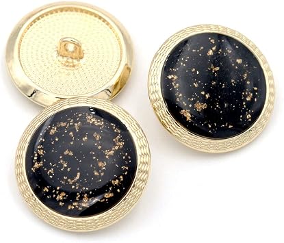 5 Pcs/Lot Gold Metal Button Cloth Buttons Round Scrapbook DecorationBlack Golden,25mm