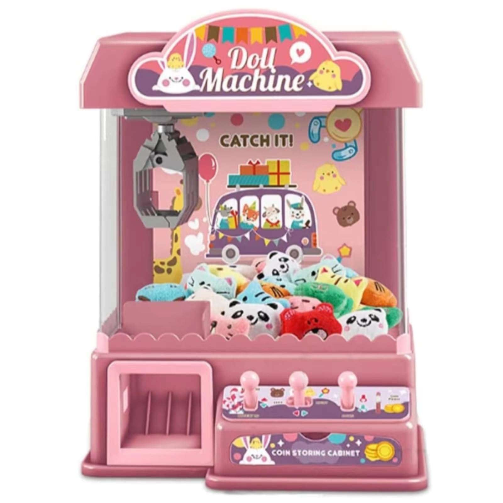 YelaJoy Mini Toy Claw Machine, DIY Automatic Doll Grabbing Machine, Indoor Electronic Arcade Game, Kids Coin Operated Game Claw Machines, Prize Dispenser for Boys and Girls