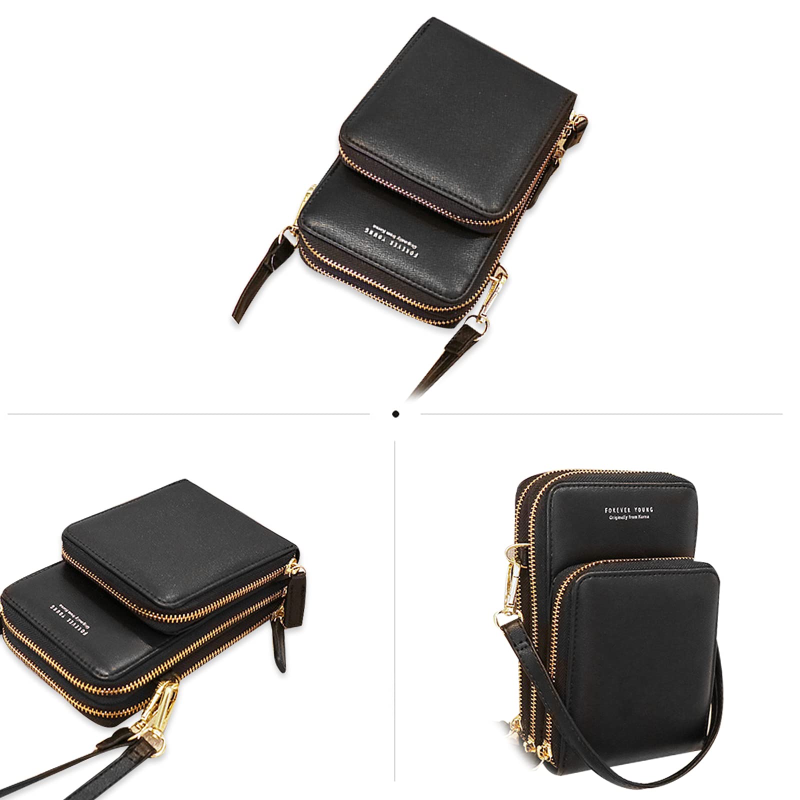 FANDARE Fille Sac de téléphone Femmes Sac Bandoulière Sac à Main Sacoche Portefeuille Portable Sac d'épaule pour Achats Fête École Voyage Cartable Pochette Étanche PU Cuir