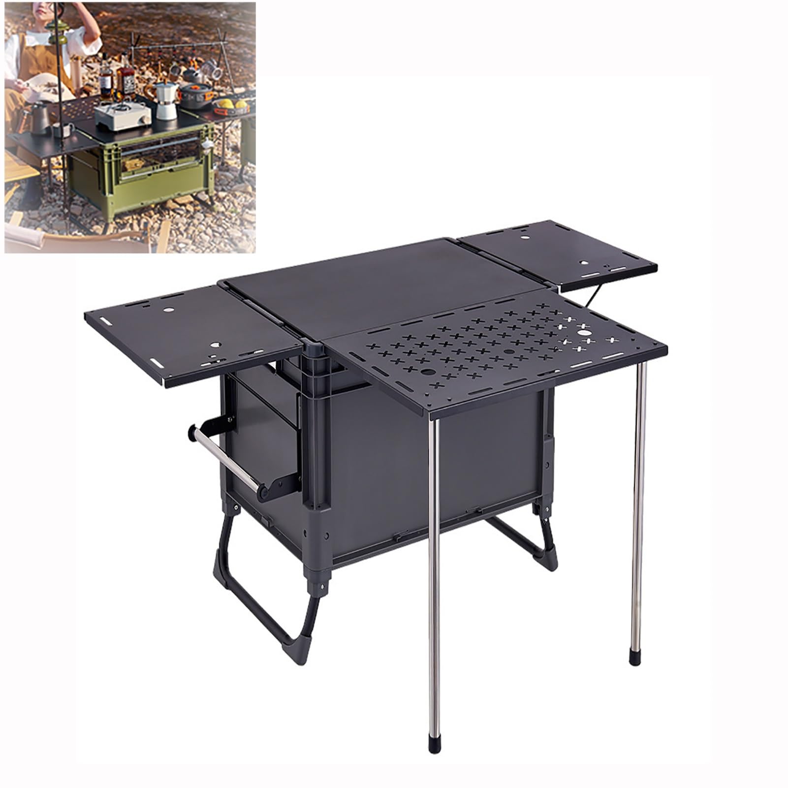 Amazon.com: WOLWES Portable Camp Kitchen Box Camping Table with
