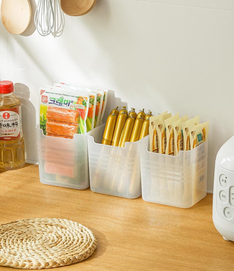 Image of LUXART Fridge Side Door Storage Containers, BPA-Free Food Grade Plastic, Set of 6, Transparent Space-Saving Organizer for Refrigerator, Kitchen Pantry and Vegetable Freshness