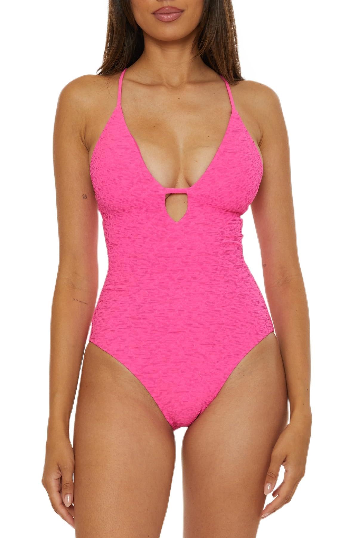 Trina Turk Womens Indio Plunge Strappy Maillot One Piece Swimsuit Adjustable Bathing Suits for Women